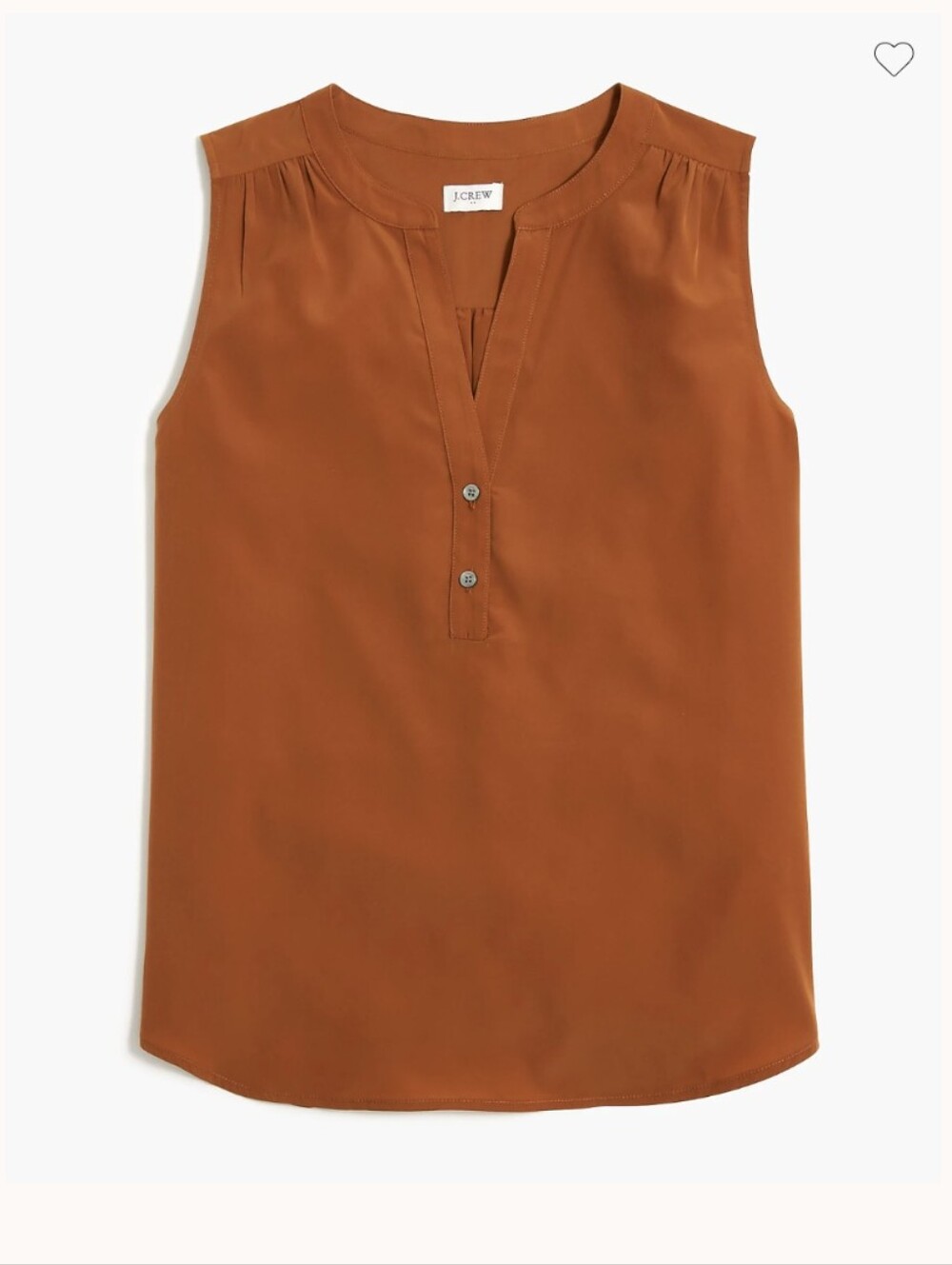 J. Crew Popover Sleeveless Tank XXS Henley V neck Rust Orange Silky Blouse
